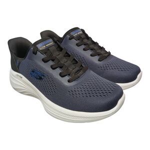 Navy/Black - Skechers Hands Free Swift Fit Men's Lite-Foam Laced Sneakers, Style